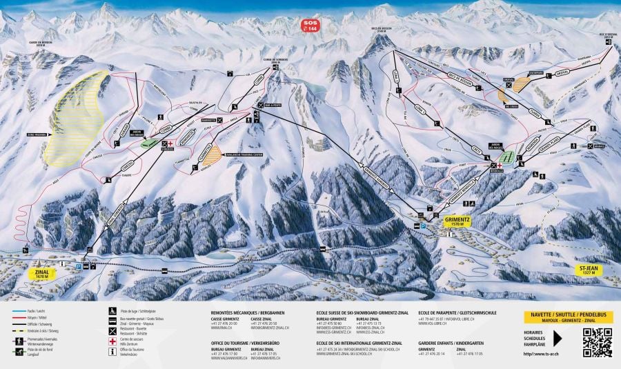Piste map of Grimentz, St Jean and Zinal