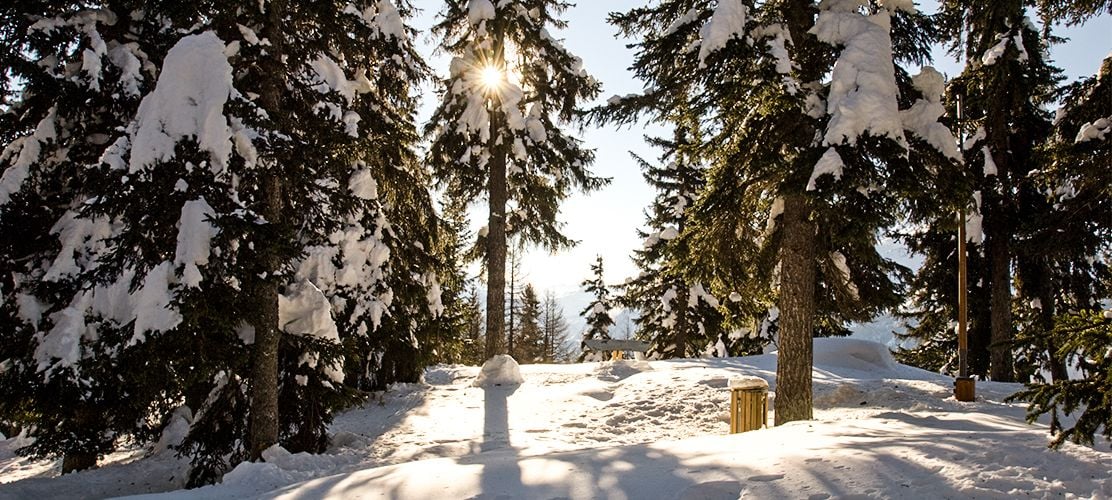 A beautiful scene of La Rosiere ski resort in the sunshine